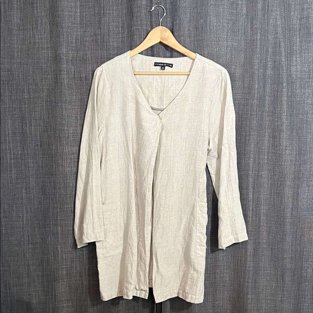 Preston & York cream linen blazer single button closure with pockets size 10